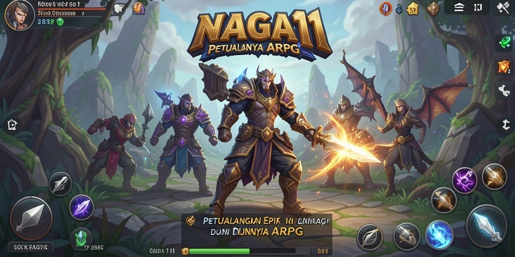 Tampilan gameplay epik NAGA11 dalam pertarungan ARPG.