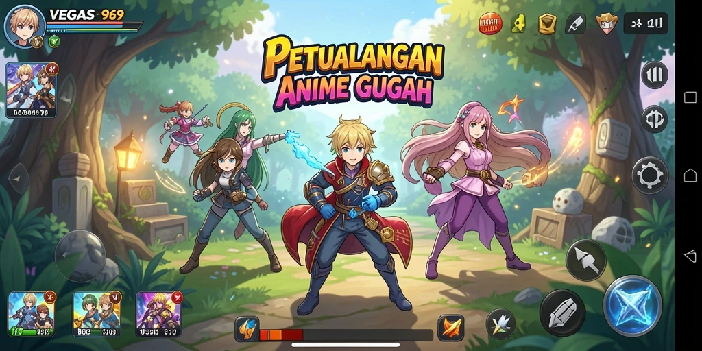 Tampilan gameplay yang menakjubkan dari VEGAS969 di dunia anime.